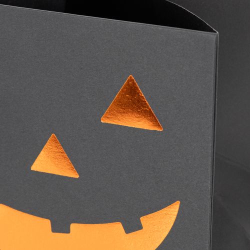 Papiertüten Übertopf Kürbis Gesicht 10,5cm Schwarz Orange 6 Stück | Floristik21.de