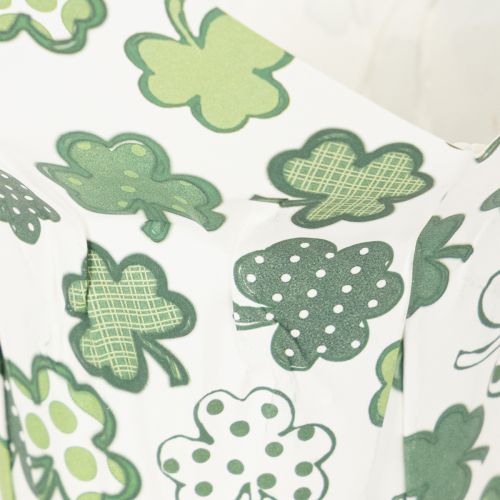 Übertopf aus Papier mit Kleeblatt-Motiv Grün-Weiß Ø12cm H12cm 12 Stück Innenbereich | Floristik21.de