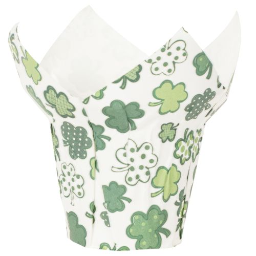 Übertopf aus Papier mit Kleeblatt-Motiv Grün-Weiß Ø12cm H12cm 12 Stück Innenbereich | Floristik21.de