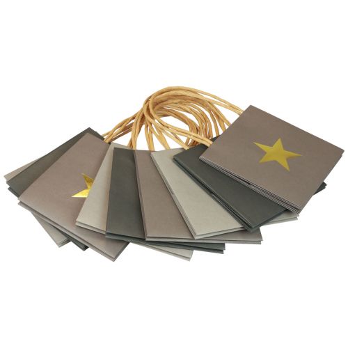 Artikel Papiertüten mit Stern und Henkel Grau Sortiert 10,5×10,5cm 9St