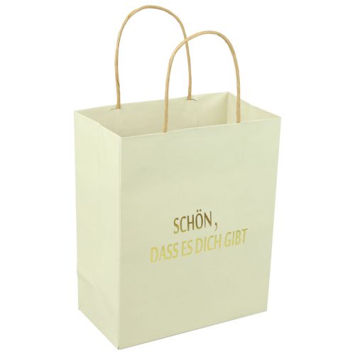 Floristik21 Papiertüten mit Henkel Aufdruck Creme/Gold 20×11×25cm 6St
