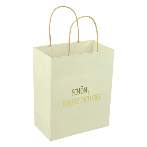 Floristik21 Papiertüten mit Henkel Aufdruck Creme/Gold 16×8×16cm 6 St