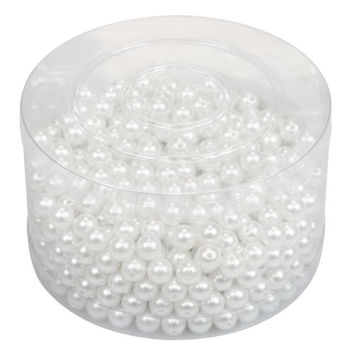 Floristik21 Deko Perlen zum Auffädeln Bastelperlen Weiß 8mm 300g