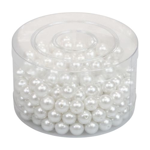 Floristik21 Deko Perlen zum Auffädeln Bastelperlen Weiß 12mm 300g