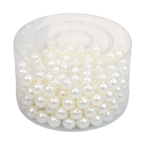 Floristik21 Perlen zum Auffädeln Bastelperlen Creme Weiß 12mm 300g