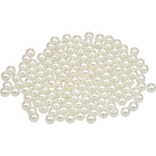 Floristik21 Perlen zum Auffädeln Bastelperlen Creme Weiß 8mm 300g