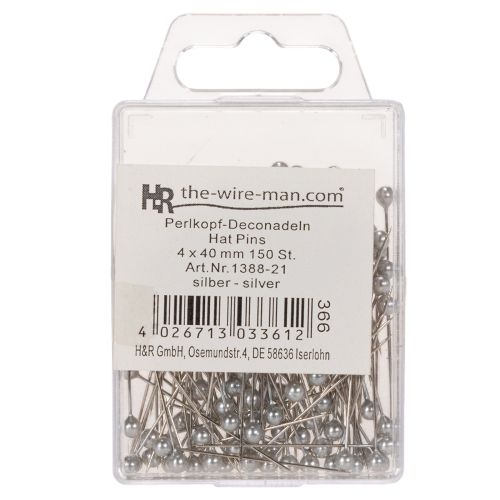 Perlkopfnadeln Silber 4 mm Ø