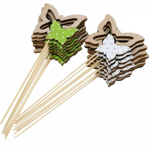 Floristik21 Pflanzenstecker Schmetterling am Stab Holz Frühlingsdeko 16 St