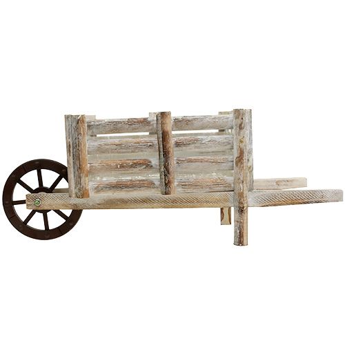 Floristik21 Pflanzgefäß Schubkarre Weiß 58cm x 22cm x 20cm