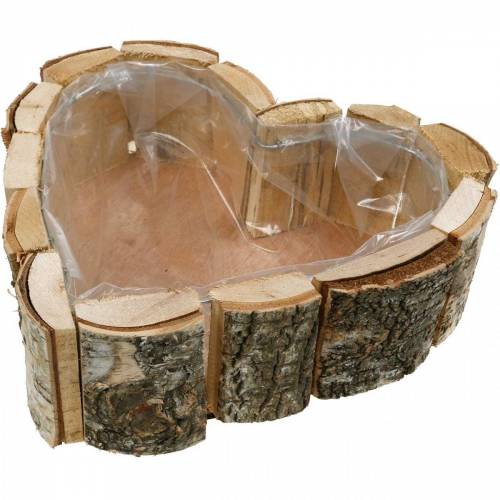 Floristik21 Pflanzgefäß, Holzschale Herzform, Pflanzkasten aus Birkenholz, Herzschale 27×28cm