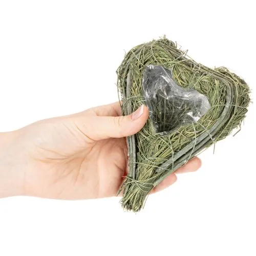 Deko Herz aus Naturgras mit Folie-Einsatz 14cm, Grün, 2er-Set, Trauerfloristik | Floristik21.de