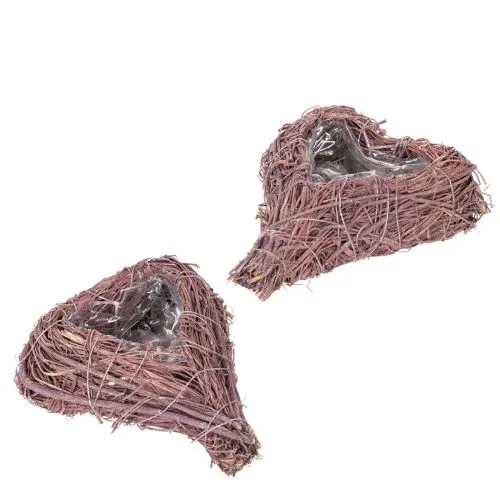 Schale Herzform Zweige mit Folieneinsatz 14cm 2er-Set für Gestecke