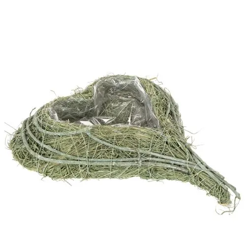 Herzschale Pflanzgefäß Naturgras mit Folie 38cm Grün