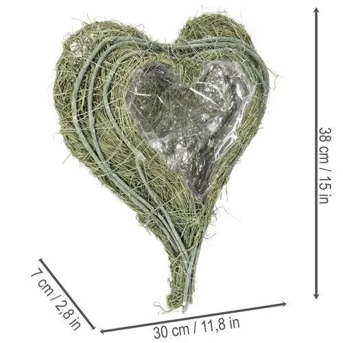 Herzschale Pflanzgefäß Naturgras mit Folie 38cm Grün | Floristik21.de