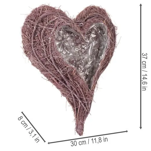 Herz Schale aus Zweigen mit Folieneinsatz, 37cm, Lila | Floristik21.de