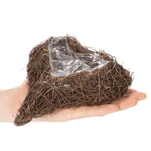 Pflanzgefäß Herz aus Zweigen mit Folie 20 cm Braun 2er-Set | Floristik21.de