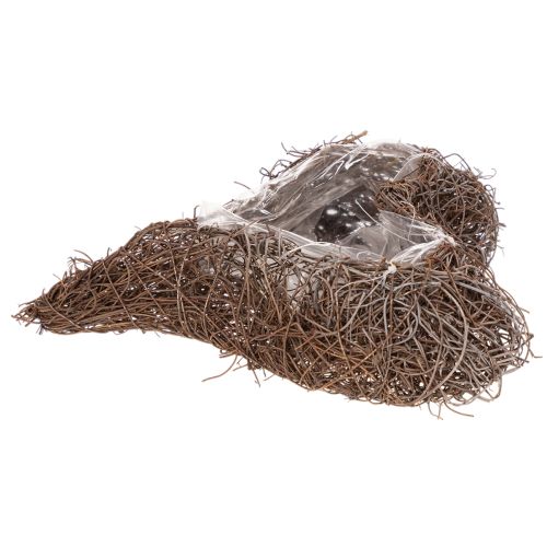 Pflanzgefäß Herz aus Zweigen mit Folie 20 cm Braun 2er-Set | Floristik21.de