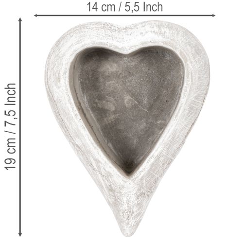 Dekoschale Herzform Steinguss Grau 19cm | Floristik21.de