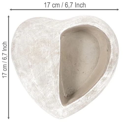 Pflanzschale Herz Steinguss 17cm Grau | Floristik21.de