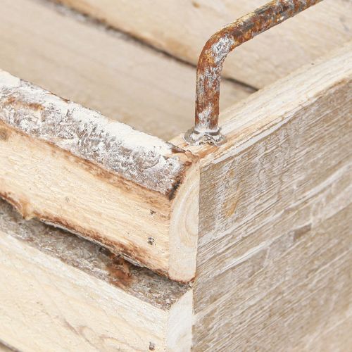 Artikel Pflanzkasten Holz Rinde Natur Griff Vintage Look L29cm/23cm 2er-Set