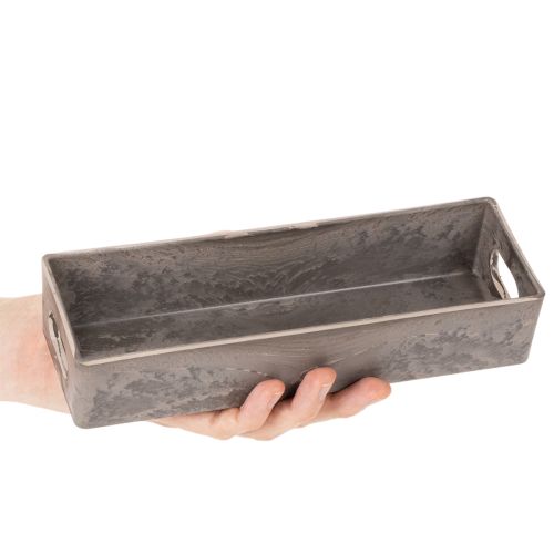 Rechteckiges Kunststofftablett 23cm Anthrazit | Floristik21.de