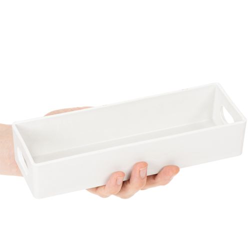 Tablett rechteckig Kunststoff 32cm mit Griffen Hellgrau | Floristik21.de