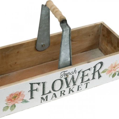Artikel Pflanzkiste, Blumendeko, Holzkiste zum Bepflanzen, Blumenkiste Nostalgie-Optik 41,5×16cm
