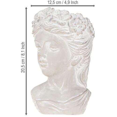 Artikel Pflanzkopf Antik Steinguss Übertopf Frau mit Blumendekor 12,5×12×20,5cm