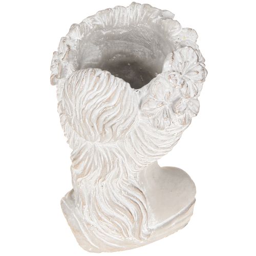 Artikel Pflanzkopf Antik Steinguss Übertopf Frau mit Blumendekor 12,5×12×20,5cm