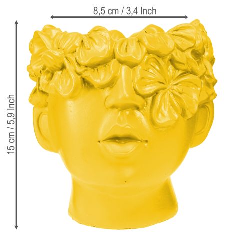 Artikel Pflanzkopf Büste Polyresin Gelb Übertopf Blumendeko 13,5×13×14cm