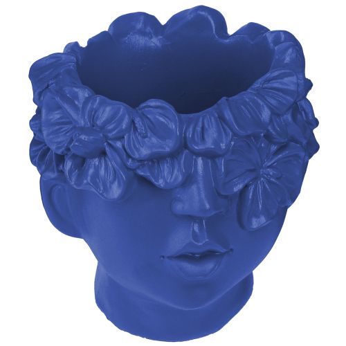 Artikel Pflanzkopf Polyresin Büste Blumentopf Blau Floristik Wohndeko 13,5×13×14cm