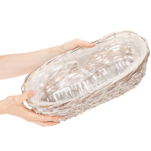 Korb Pflanzkorb Weide mit Folie Oval Weiß 37cm | Floristik21.de