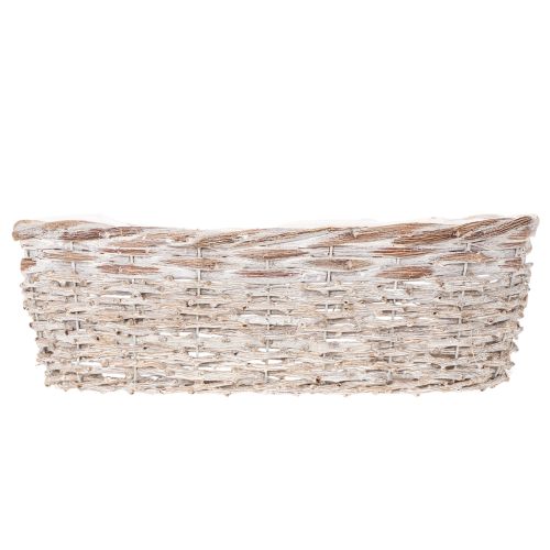 Korb Pflanzkorb Weide mit Folie Oval Weiß 37cm | Floristik21.de