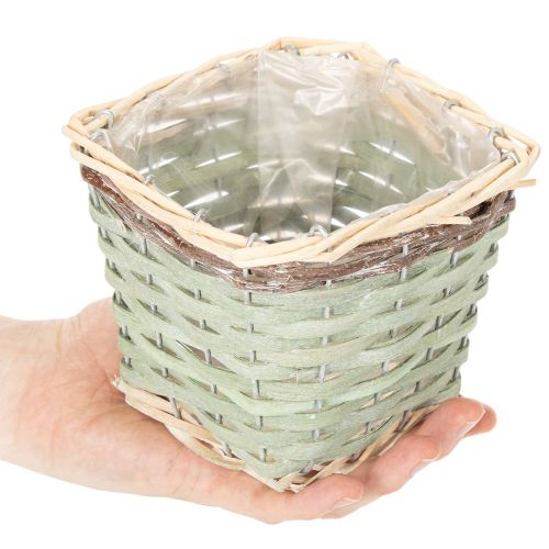 Pflanzkorb quadratisch Holz mit Folie 14x12cm bunt 4er-Set | Floristik21.de