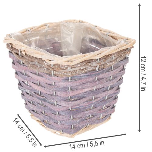 Pflanzkorb quadratisch Holz mit Folie 14x12cm bunt 4er-Set | Floristik21.de