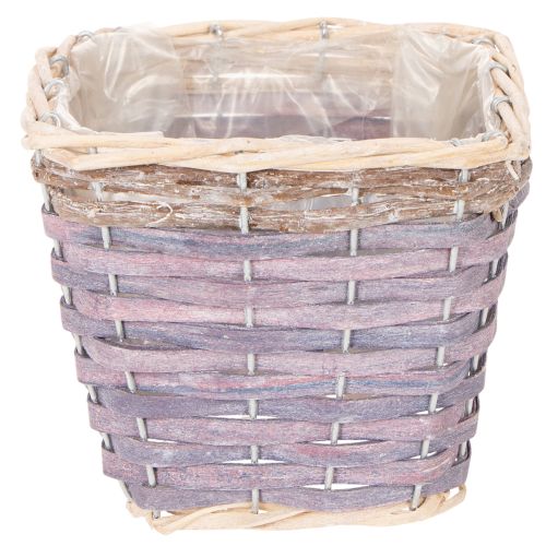 Pflanzkorb quadratisch Holz mit Folie 14x12cm bunt 4er-Set | Floristik21.de