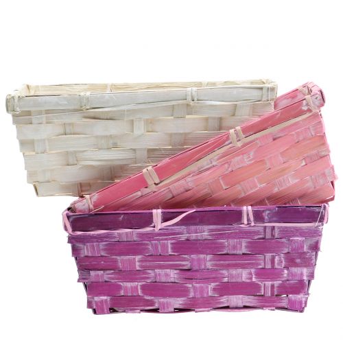 Floristik21 Spankorb eckig Lila/Weiß/Rosa 8 St