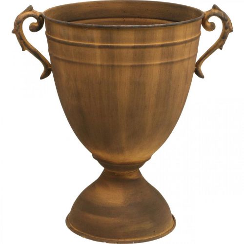 Metall Pflanzkübel Pokalvase in Rost-Optik für Vintage Dekoration Ø22,5cm H32,5cm