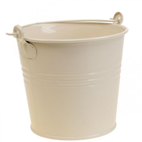 Floristik21 Pflanzkübel Vintage Deko Metalleimer Creme Ø16cm H24cm