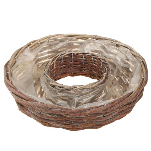 Artikel Pflanzring Pflanzschale Holz Rattan Grau Ø30/35cm 2er-Set für Dekoration
