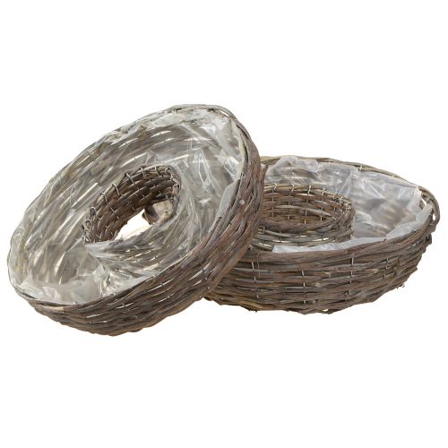 Artikel Pflanzringe Holz Rattan Grau Ø40/45cm 2er-Set Blickfang Garten Dekoration