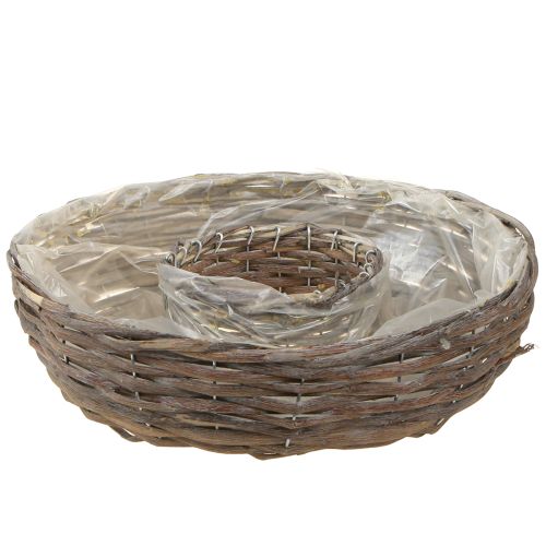 Artikel Pflanzringe Holz Rattan Grau Ø40/45cm 2er-Set Blickfang Garten Dekoration