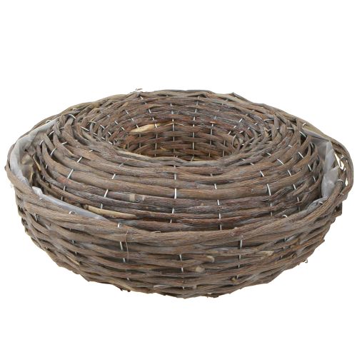 Artikel Pflanzringe Holz Rattan Grau Ø40/45cm 2er-Set Blickfang Garten Dekoration