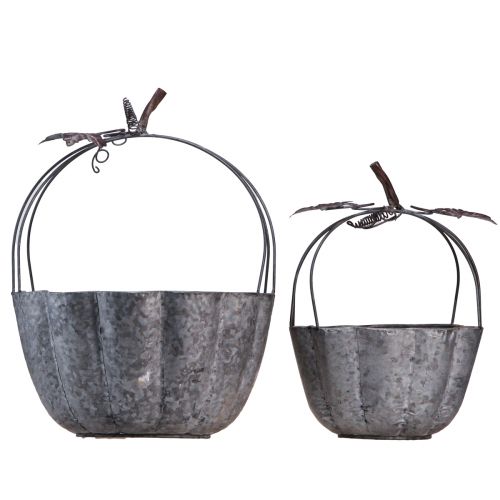 Artikel Zink-Pflanzschale im Kürbis-Design Set, 2er-Pack Ø21/30cm, Herbstdeko Vintage