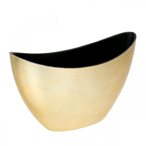 Floristik21 Pflanzschale Oval Dekoschale Jardiniere Gold 24×10×15cm