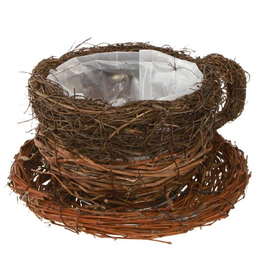Pflanzschale Tasse Stroh Reben Natur Braun Ø20cm Deko Floral