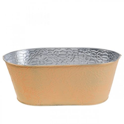 Floristik21 Pflanzschale Metall Blumenschale Oval Orange 25x14,5x10cm