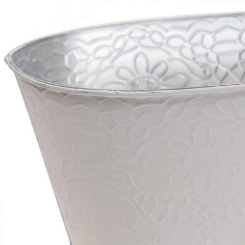 Floristik21 Pflanzschale Metall Blumenschale Oval Creme 25x14,5x10cm