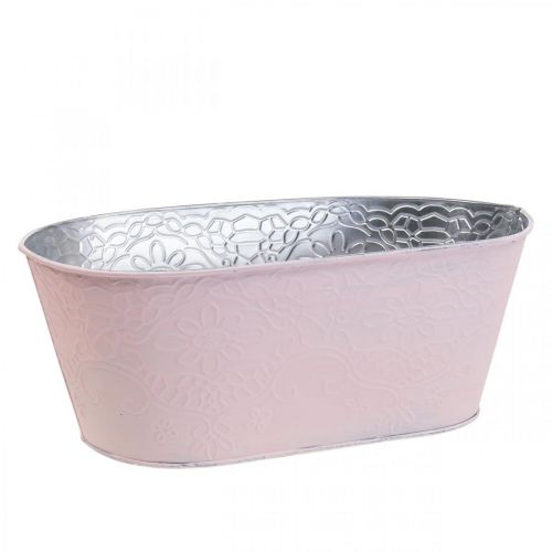 Floristik21 Pflanzschale Metall Blumenschale Oval Rosa 25x14,5x10cm