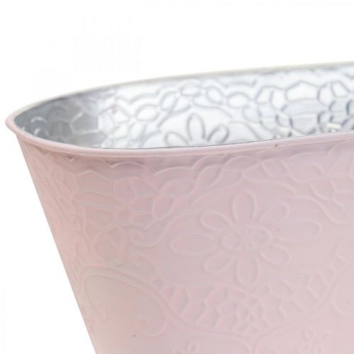 Floristik21 Pflanzschale Metall Blumenschale Oval Rosa 25x14,5x10cm